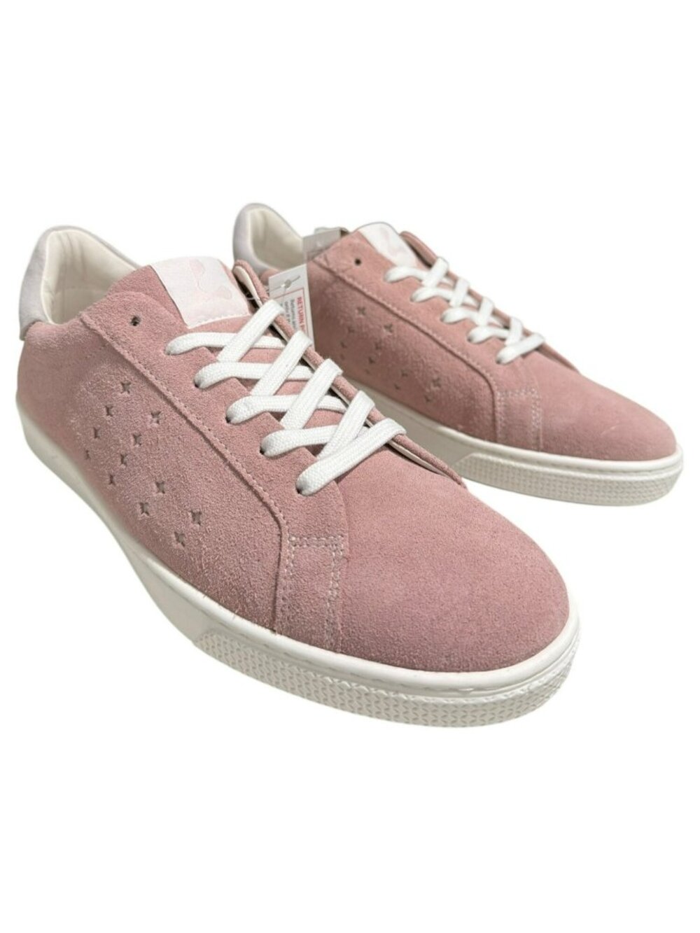 Lazo Womens Suede Sneakers Morganite Pink/Milky Way White Size 8 US